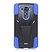 G3 Vigor, G3 Mini, G3 Beat - Trapezoid Y-Stand Hybrid Hard Soft Gel Cover Wydan Case for LG G3 Vigor, G3 Mini, G3 Beat - Black on Blue w/Stylus Pen, Prying Tool