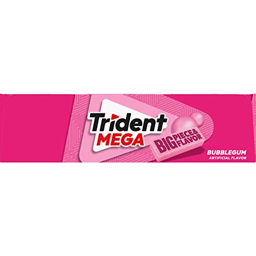 TRIDENT MEGA BUBBLEGUM SUGAR-FREE CHEWING GUM, 9 PACKS OF 10 PIECES (90 TOTAL PIECES)