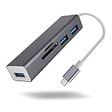 Seternaly USB C Hub Adapter Type C to USB 3.0 Data Hub with TF/SD Card Reader Combo for Macbook,Macbook Pro,USB Flash Drives and Other Devices (Grey)