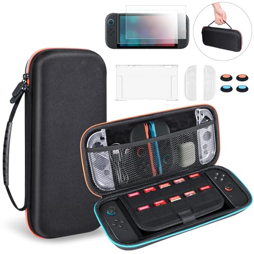 Funda de Gran Capacidad para Switch 2, Funda Protectora Dura a Prueba de Golpes y Resistente Al Agua para Switch 2, Estuche de Transporte con 10 Cartuchos de Juegos y Accesorios