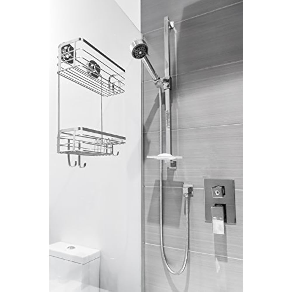 Shower Caddy Stainless Steel, Wall Mounted With Suction Cups, Rustproof
