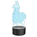3D Illusion Lamp Alpaca Led Night Light, USB Powered 7 Colours Flashing Touch Switch Bedroom Decoration Lighting for Kids Christmas Gift