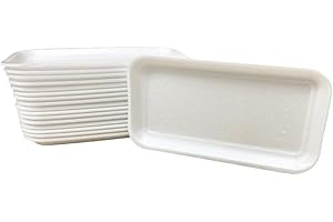 bark and lindy Crafts Foam Trays, White Foam Meat Tray Paint and Ink Mixing Trays Food Tray School Printmaking Trays for DIY Craft 8 1/4" x 4 1/2" (10)