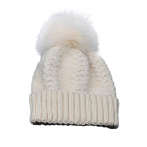 Tuscom Women Winter Crochet Hat Fur Wool Knit Beanie Raccoon Warm Cap (Beige) Tuscom Women Winter Crochet Hat Fur Wool Knit Beanie Raccoon Warm Cap (Beige)