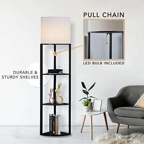 ATAMIN Alvis Edge Charging Edition 63" Corner Floor Lamp with Shelves