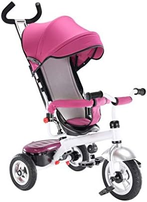 子供用三輪車 大型1 3 6ベビーカー 多機能の子供用軽量自転車 収納可能 乗車可能 プッシュ可能 日焼け止め可能 男の子と女の子の屋外乗馬グッズ三輪車 Color Pink