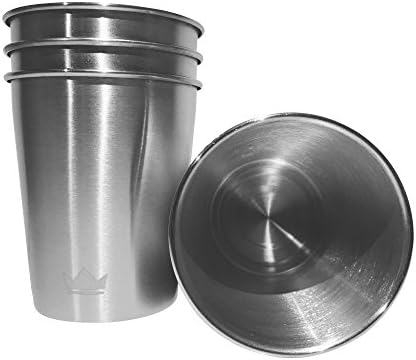 4-Pack Premium Stainless Steel Sippy Cups for Kids and Toddlers, 8 Oz SAFE Feeding Cup Set with Rolled Rim, Shatterproof 18/8 Food Grade, BPA Free, Rust Proof, Dishwasher Safe, Chrome