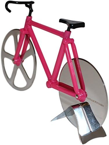 Artlux Kitchen Pizza Cutter gift - Bicycle Pizza Cutter Dual Stainless Steel Slicing Bike Wheels (Pink/Silver)