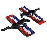 (Pair) Gloss Black Tri-bar Running Pony Horse Fender Side Emblem Badge for Ford Mustang