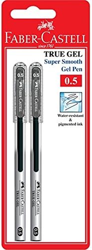 Faber-Castell True Gel Pen 0.5mm Super Smooth (2x Black, Sealed in Blister Card)