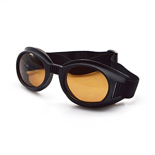 Elemart Vintage Motorcycle Goggles Classic Aviator Goggles Anti Fog Shatterproof Polycarbonate Lens UV 400 Protection Black Padded Eyewear Frame (Brown)