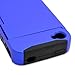 CoverON HYBRID Heavy Duty Hard BLUE Case and Soft BLACK Silicone Skin Cover with Kickstand and Credit Card Holder for APPLE IPHONE 4 4S [WCF950]
