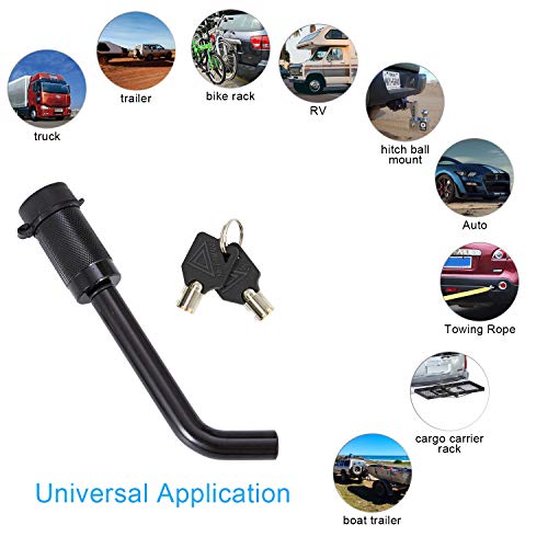 METOWARE Trailer Hitch Receiver Lock, 1/2” and 5/8” Diameter Dual Bent