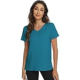 WiWi Viscose from Bamboo Pajama Tops for Women Super Soft Short Sleeve Tee V Neck Sleep Cooling T-Shirt Pjs Sleepwear S-XXL