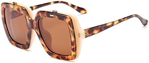 Bettal Flip Up Double Lens Style Oversized Square Sunglasses for Women Men Outdoor Eyewear (tawny)