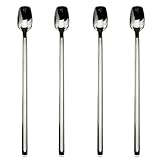 Long Ice Tea Spoon, AOOSY 7.9 inches Stainless Steel Long Handle Slender Tea Bartending Dessert Bar Mixing Cocktail Stirring Spoons, Set of 4
