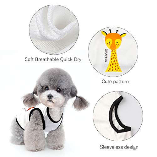4 Pack Dog Shirts with Animal Patterns Dog Clothes, Cute, Quick Dry Soft Stretchy Fit for Small Dogs Cats (Small)