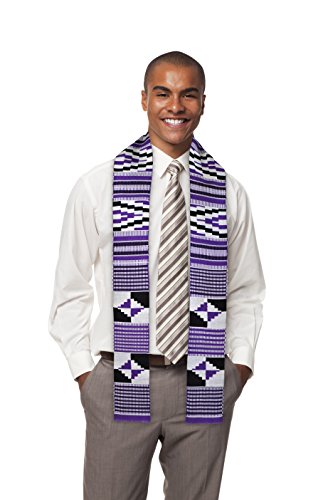 ADVANSYNC Traditional Double Weave Kente Cloth Scarf and Our Daily Bread Book (purple)