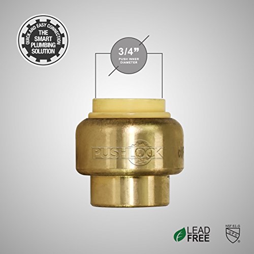 Everflow Supplies Pushlock Push-Fit Stop End UPSE34 3/4 Inch, Instant Push-Fit Connection Connects Copper Tubing, CTS CPVC & PEX Pipe in any Combination Compact, Brass Body Foundation - Thumbnail 5