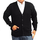 Cardigan Golf BLACK Alpaca blend Vneck Buttons and Pockets made in PERU