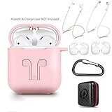 AirPods Case 7 in 1 Airpods Accessories Kits Protective Silicone Cover and Skin for Apple Airpods Charging Case with Airpods Ear Hook Airpods Staps/Airpods Clips/Skin/Tips/Keychain Pink by Amasing