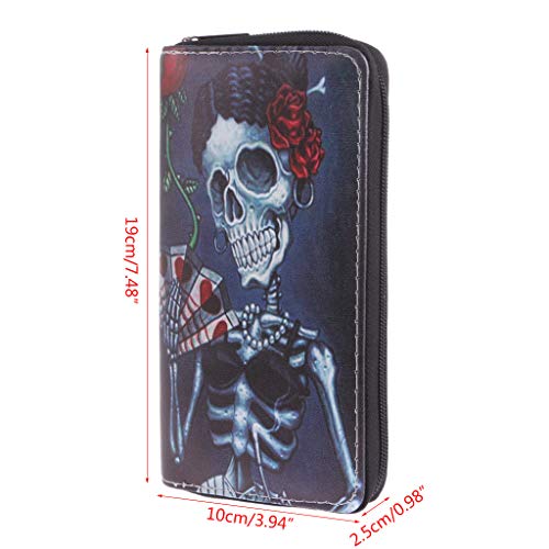 GMSP Fashion Women Skull Wallet Clutch Card Holder Purse Handbag Wallet Phone Case (1)