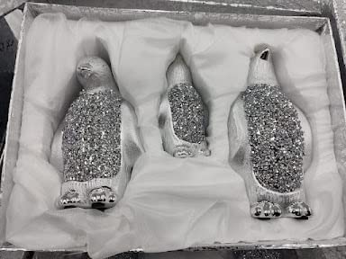 CRYSTAL CROWN Silver bird Sparkle Ornament Bling Crushed Diamond | CRYSTALLIZED sparrow bird ornament | Handmade Craft | Crushed Diamond Display | Gift Present, Home Decor