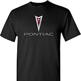 Pontiac Chrome Logo on a  T Shirt,Black,Medium