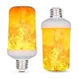 LED Flame Effect Light Bulb, E26 7W 4 Modes with Gravity Induced Decorative Light Fire Flickering Atmosphere Lighting Vintage Flaming Lamp, Decorative Light for Halloween,Christmas (2 Pack)