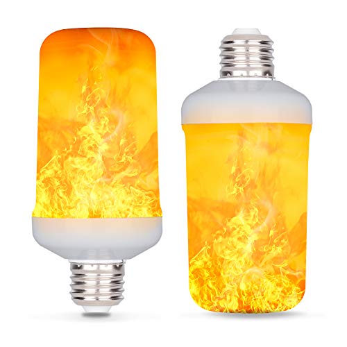 LED Flame Effect Light Bulb, E26 7W 4 Modes with Gravity Induced Decorative Light Fire Flickering Atmosphere Lighting Vintage Flaming Lamp, Decorative Light for Halloween,Christmas (2 Pack)