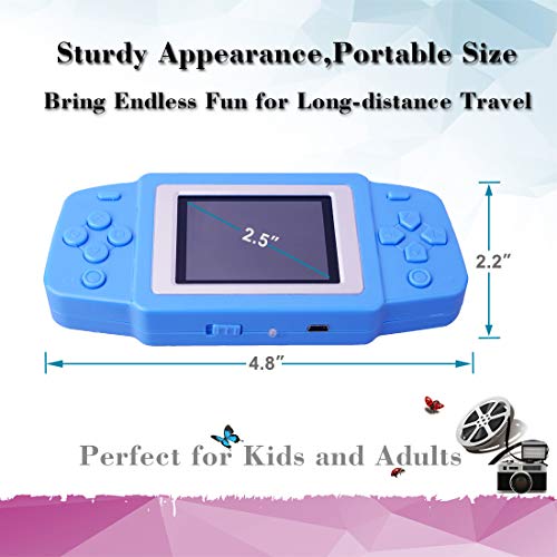 Great Boy Handheld Games Console for Kids with Built in 268 Mini Video Games Device Fun Arcade Gaming Machines Portable Rechargeable Electronic Consoles Player 2. 5" Screen (Blue)