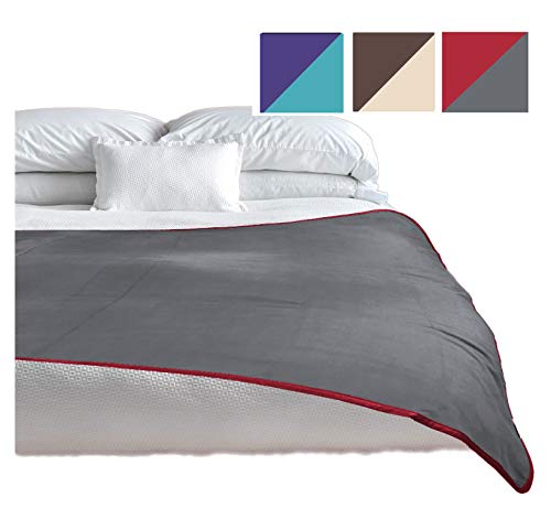 TOP Waterproof Blanket Bonus Pack, Deluxe Bed and Furniture Protector for People and Pets, Leak Proof Moisture Barrier, Soft Fleece (Red Gray Reversible, 2-Pack Jumbo+Midsize)