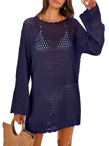 ANRABESS Women Swimsuit Crochet Swim Cover Up 2025 Summer Bathing Suit Swimwear Mesh Knit Beach Dress Vacation Outfits