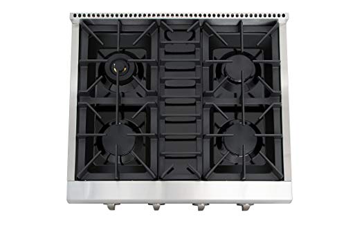 Thor Kitchen 30" Pro-Style Stainless Steel Rangetop, Gas Stove Top Cooker with 4 Sealed Burners and Light Up Control Knob-HRT3003U Cooktop, HRT3003-30 INCHES