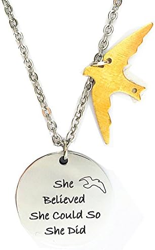Graduation Gifts Inspirational Quotes She Believed She Could So She Did Necklace for Teenage Girl Women