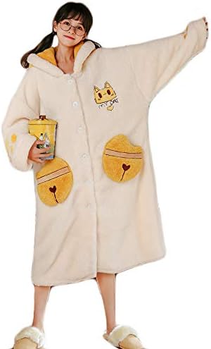 Amazon パジャマ ルームウェアセット ナイトガウン レディース 女の子 可愛い スイート 猫耳フード付き 猫鈴 冬用 フランネル 厚手 保温 暖かい ふわふわ 長袖 長ズボン 上下セット カジュアル おしゃれ パジャマ ルームウェアセット 通販