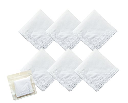 Gift Set- 6 Pk Laides Large Soft 100%Cotton Rose Embroidery Hankerchiefs Hankies