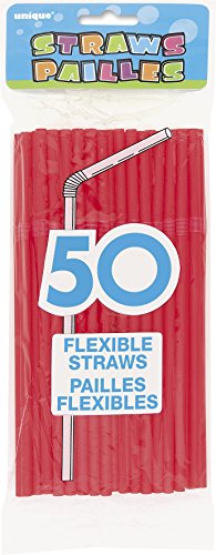 UPC 011179912476, Flexible Plastic Drinking Straws, Red, 50ct