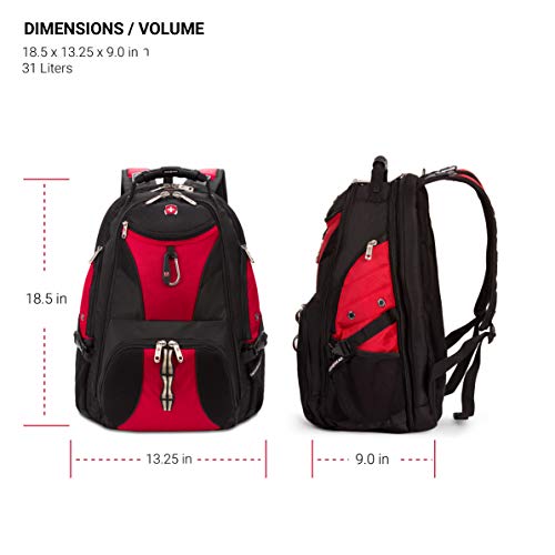 SwissGear 1900 Scansmart TSA 17Inch Laptop Backpack, Black/Red