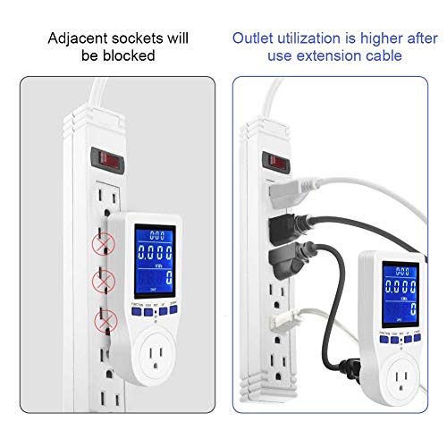YOUTHINK Electricity Usage Monitor – Plug-in Power Consumption Meter With Digital LCD Display (Watt, Volt, Amps, KWh)