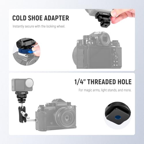 NEEWER Mount Adapter for Action 5 Pro Magnetic Quick Change 160° Tilt Action Camera Adapter Mount with Cold Shoe 1/4 Inch Thread for DJI Osmo Action 5 Pro Action 4 Action 3 AC012