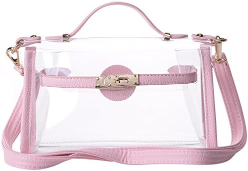 Women's Transparent Clear Waterproof Handbags Cross-Body Messenger Shoulder Bag Pink