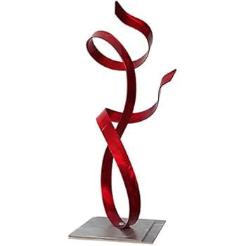 Statements2000 Abstract Desktop Sculpture, Modern Metal Art, Contemporary Centerpiece - Red Allure Accent by Jon Allen - 16.5