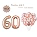 AULE 40 Inch Big Rose Gold Foil Mylar Number Balloons for Women 60th Birthday Party Decorations Giant Happy 60 Anniversary Party Decor
