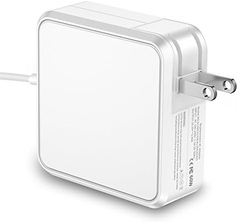 POWLAKEN Macbook Pro Charger, 60W Magnetic (T-Tip) Power Adapter Charger for Macbook Pro 13 inch with Retina display-End 2012 Models and Later (White)