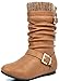 Dream Pairs KLOUCH New Girl's Fashion Cute Knit Sweater Top Buckles Winter Faux Fur Casual Kids Boots