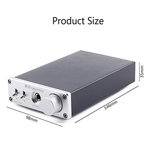 Dilvpoetry DAC X6 Amplifier 24Bit/96kHz Optical/Coaxial/USB Digital Stereo Audio Headphone Amplifier DAC Decoder Power Amplifier (Silver) - Thumbnail 3