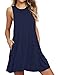 Cami-sunny Beach Wear Beach Dresses Cover Up For Women Summer Mini Dress Cotton Sleeveless Spaghetti Strap Size Small, Navy Blue