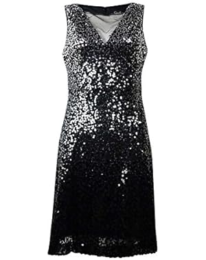Jessica Simpson Women's Sequin Sleeveless Flare Dress