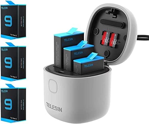 Sports Camera Battery & Charger Kit Including Three-Slot Battery Charger 3pcs 1800mAh Batteries 3 Battery Storage Box With Card Slot Compatible With Ace /Ace Pro Cameras